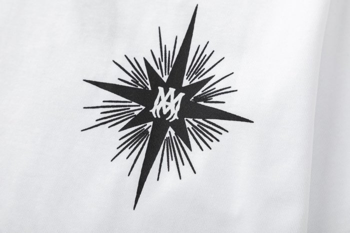 Streetwear Retro Front Tiny Burst Star Print Back Large Radiant Star Letter Graphic Oversized Tee 2 colors 29342403
