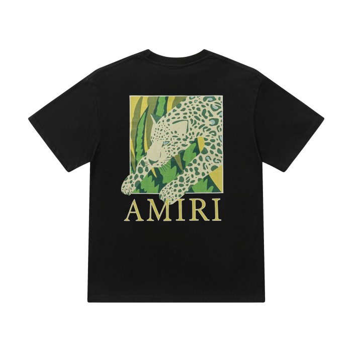 Vintage Jungle Streetwear Front Small Leopard Square Patch Print Back Large Tropical Leopard Frame Letter Graphic Tee 2 colors 29342535