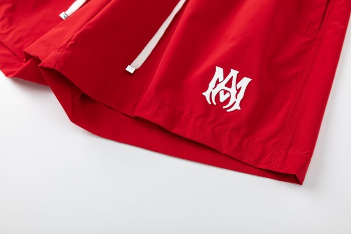 Minimal Gothic Streetwear Front White Heart M Monogram Embroidery Logo Print Loose Drawstring Swim Trunk Beach Shorts 2 colors 29342989