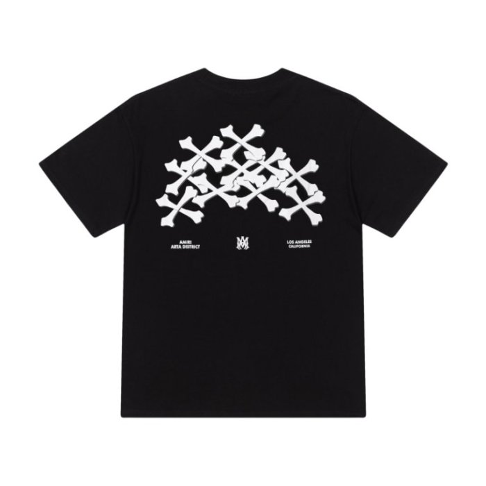 Minimal Streetwear Front Chest Small Serif Letter Print Back Crossed Bone Cluster With Text Logo Graphic Tee 4 colors 29342973