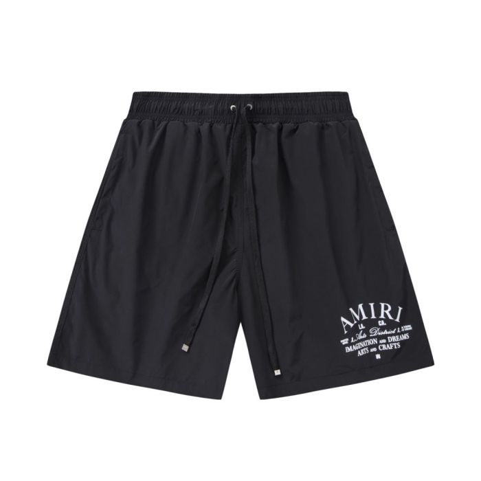 Arch Cursive Arts And Crafts District Slogan Print Back Cargo Pocket Leather Label Drawstring Swim Trunk Shorts 29343008