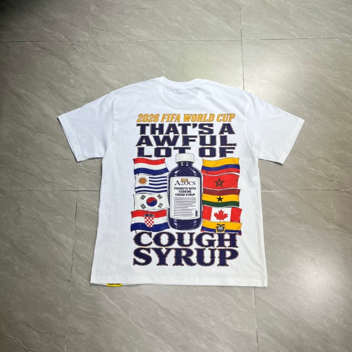 Vintage Washed Streetwear Front 2026 Fifa World Cup Trophy Multi National Flags Cup Slogan Distressed Print T-Shirt 29343100