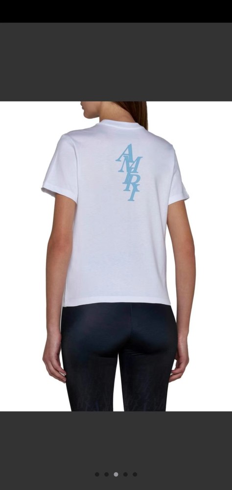 Minimalist High Street Front Small Vertical Stacked Amiri Letter Print Back Large Overlap Amiri Logo Graphic Oversized Tee 2 colors 29342472
