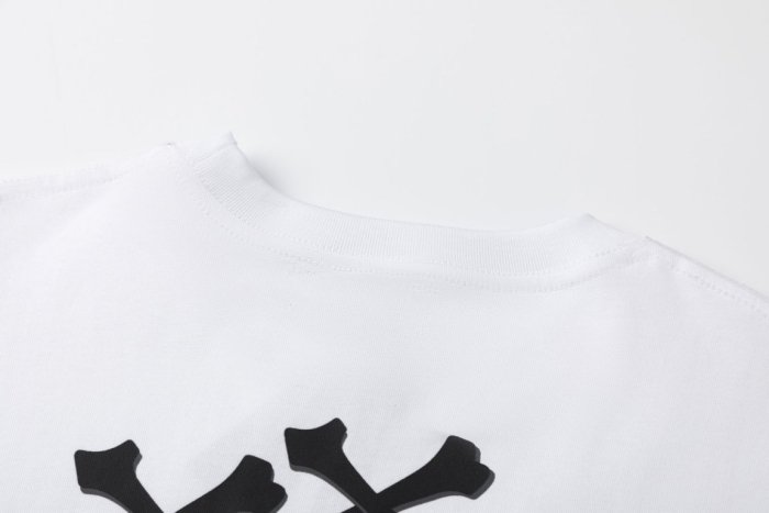 Minimal Streetwear Front Chest Small Serif Letter Print Back Crossed Bone Cluster With Text Logo Graphic Tee 4 colors 29342973