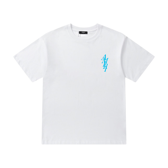 Minimalist High Street Front Small Vertical Stacked Amiri Letter Print Back Large Overlap Amiri Logo Graphic Oversized Tee 2 colors 29342472