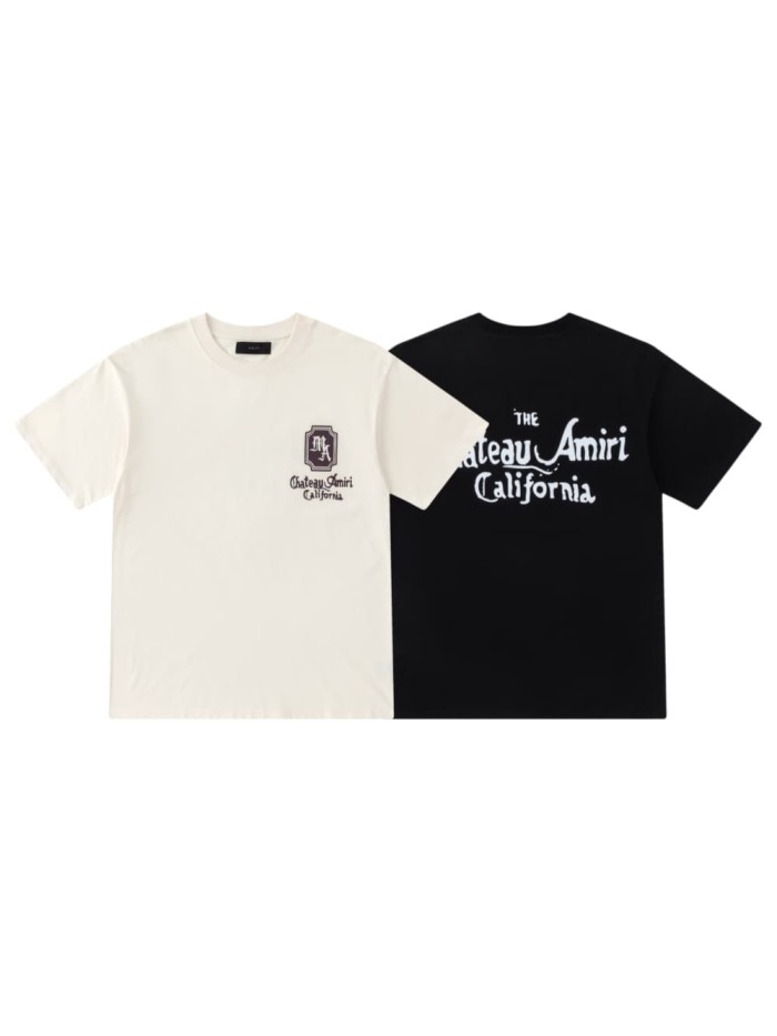 Shield Emblem Chateau Text Print Back Flowing Gothic Chateau California Word Graphic Tee 2 colors 29342980