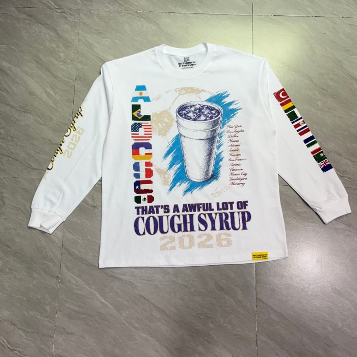 Vintage Washed Streetwear Front World Cup National Flag Letter Cup Graffiti Long Sleeve T-Shirt 29343069