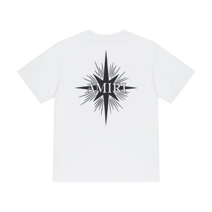 Streetwear Retro Front Tiny Burst Star Print Back Large Radiant Star Letter Graphic Oversized Tee 2 colors 29342403