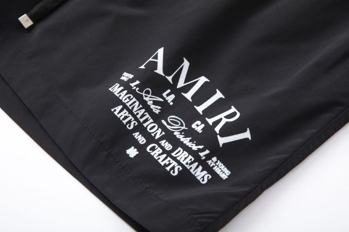 Arch Cursive Arts And Crafts District Slogan Print Back Cargo Pocket Leather Label Drawstring Swim Trunk Shorts 29343008