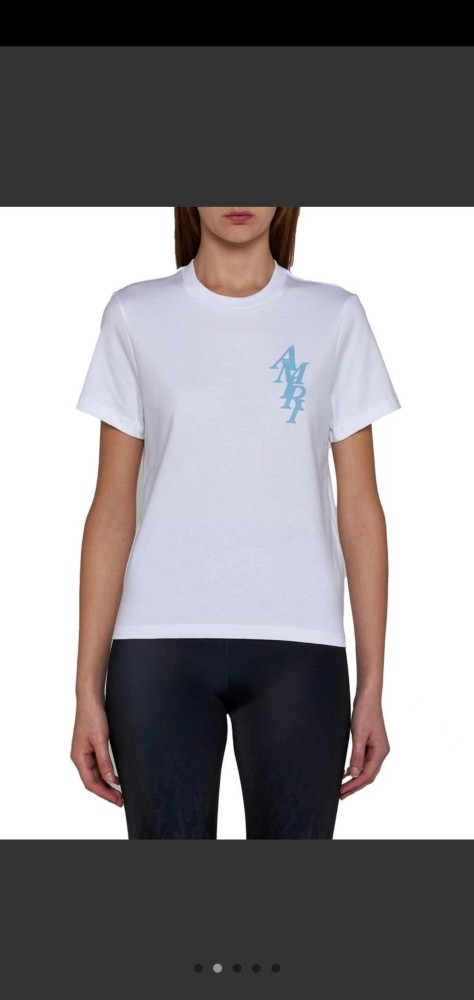 Minimalist High Street Front Small Vertical Stacked Amiri Letter Print Back Large Overlap Amiri Logo Graphic Oversized Tee 2 colors 29342472