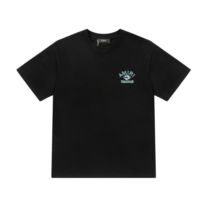 Vintage Streetwear Front Small Amiri Records Logo Print Back Globe Music Letter Graphic Oversized Tee 2 colors 29342427