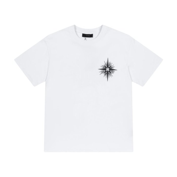 Streetwear Retro Front Tiny Burst Star Print Back Large Radiant Star Letter Graphic Oversized Tee 2 colors 29342403