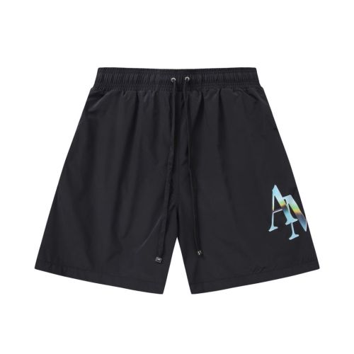 Iridescent Overlap AM Monogram Print Back Gradient Holographic RI Letter Cargo Pocket Leather Label Drawstring Swim Trunk Shorts 29343023