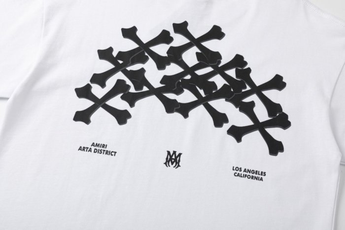 Minimal Streetwear Front Chest Small Serif Letter Print Back Crossed Bone Cluster With Text Logo Graphic Tee 4 colors 29342973