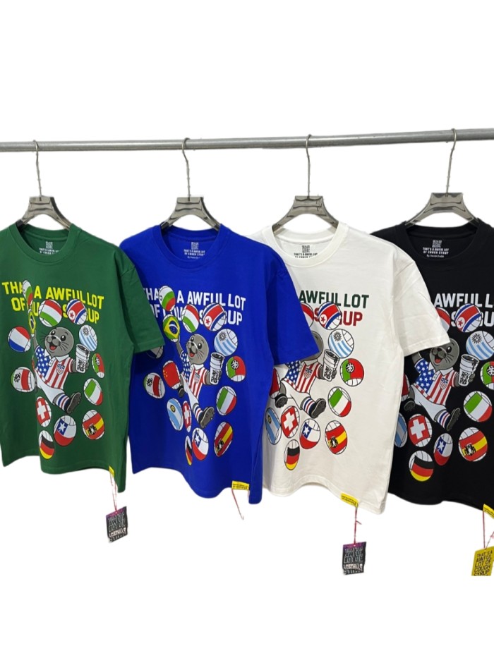Cartoon Streetwear Front Cute Us Jersey Sea Lion Multinational Country Flag Football Ball Slogan Print T-Shirt 4 colors 29343108