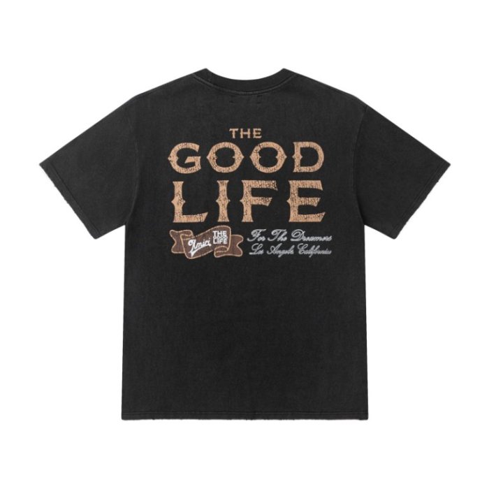 Distressed Cursive For The Dreamers Script Print Back Vintage The Good Life California Banner Letter Graphic Tee 2 colors 29342972