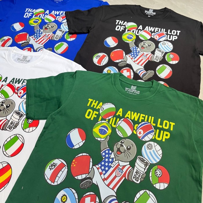 Cartoon Streetwear Front Cute Us Jersey Sea Lion Multinational Country Flag Football Ball Slogan Print T-Shirt 4 colors 29343108
