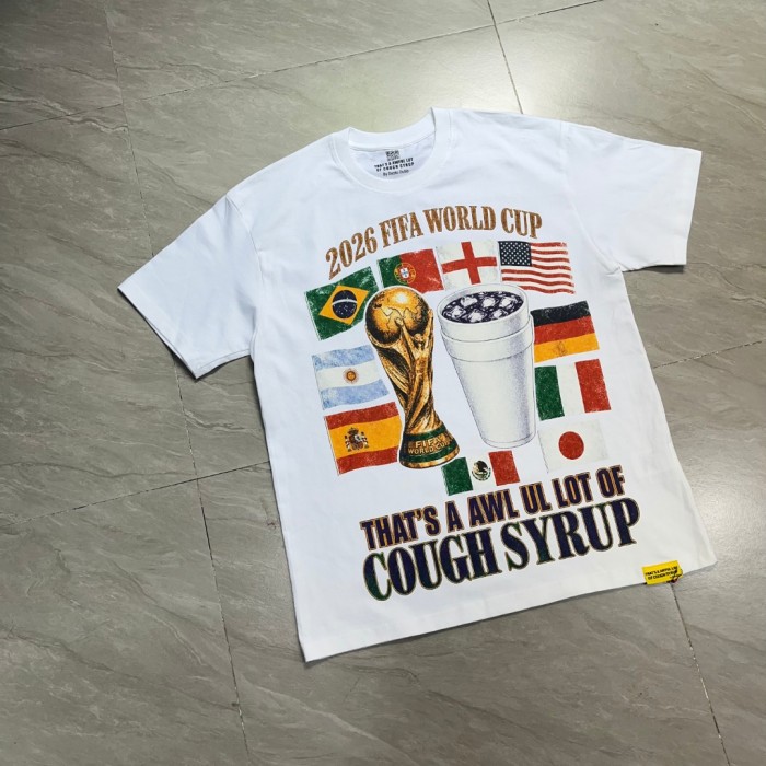 Vintage Washed Streetwear Front 2026 Fifa World Cup Trophy Multi National Flags Cup Slogan Distressed Print T-Shirt 29343100