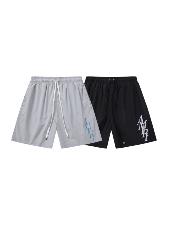 Minimal High Street Front Vertical Stacked Letter Side Print Loose Drawstring Quick Dry Swim Trunk Beach Shorts 2 colors 29342999