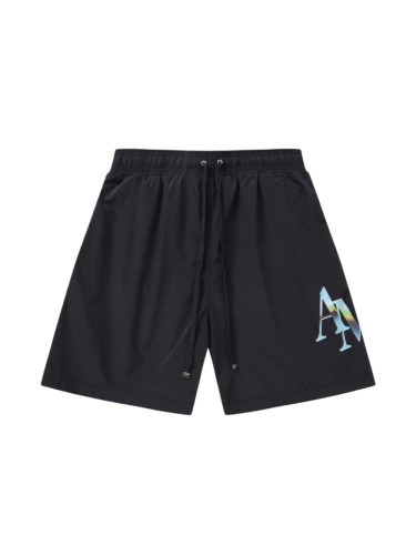 Iridescent Overlap AM Monogram Print Back Gradient Holographic RI Letter Cargo Pocket Leather Label Drawstring Swim Trunk Shorts 29343023