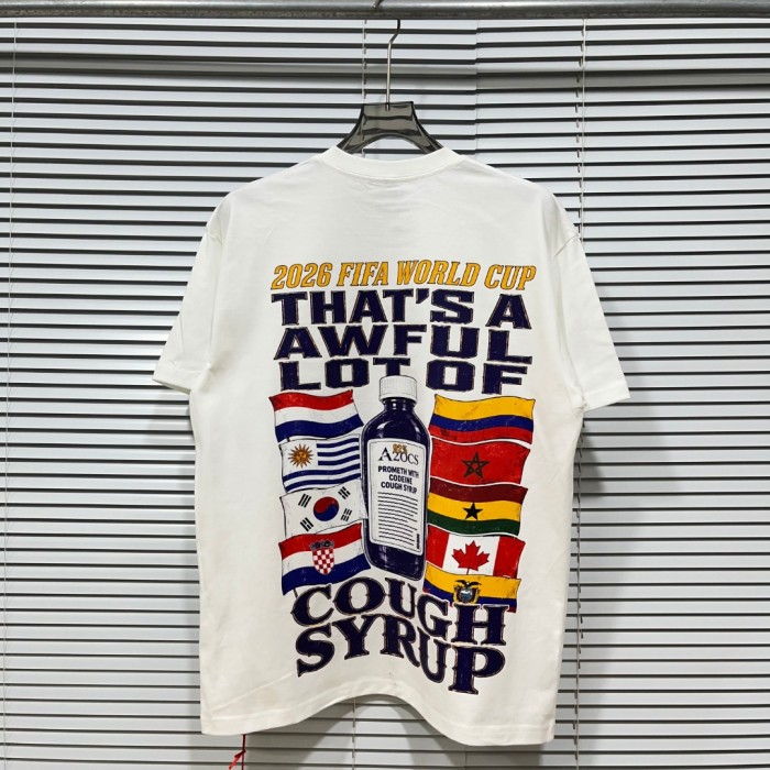 Vintage Washed Streetwear Front 2026 Fifa World Cup Trophy Multi National Flags Cup Slogan Distressed Print T-Shirt 29343100