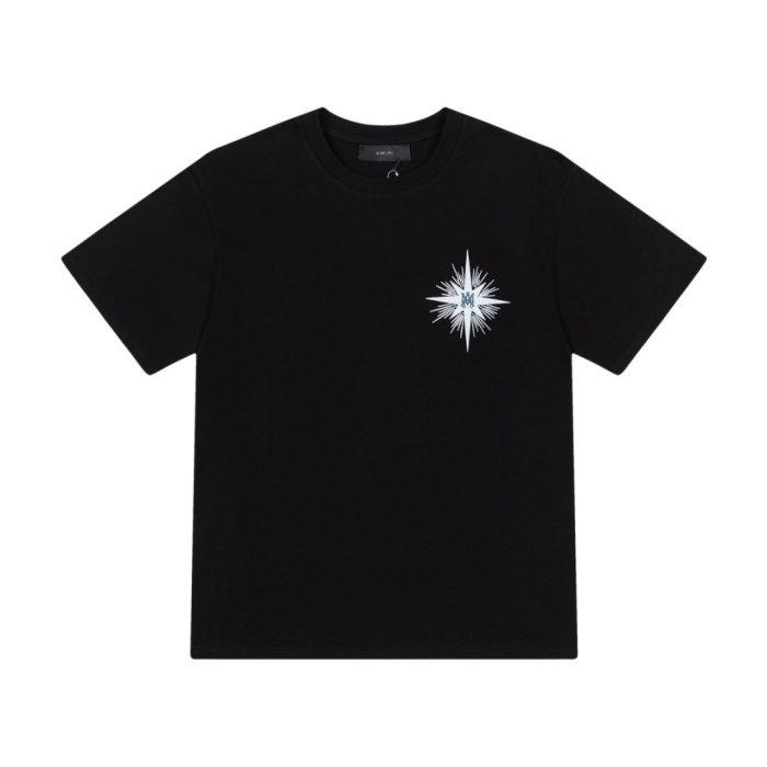 Streetwear Retro Front Tiny Burst Star Print Back Large Radiant Star Letter Graphic Oversized Tee 2 colors 29342403