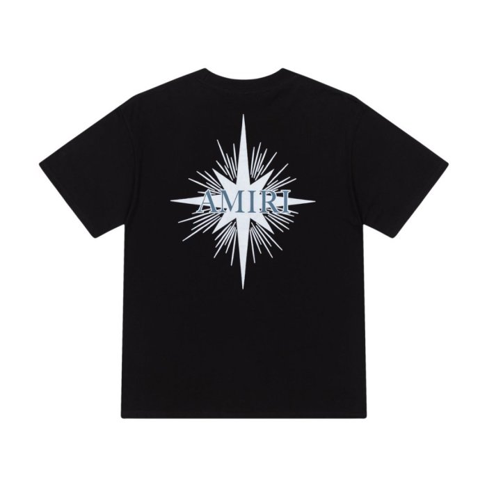Streetwear Retro Front Tiny Burst Star Print Back Large Radiant Star Letter Graphic Oversized Tee 2 colors 29342403