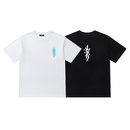 Minimalist High Street Front Small Vertical Stacked Amiri Letter Print Back Large Overlap Amiri Logo Graphic Oversized Tee 2 colors 29342472