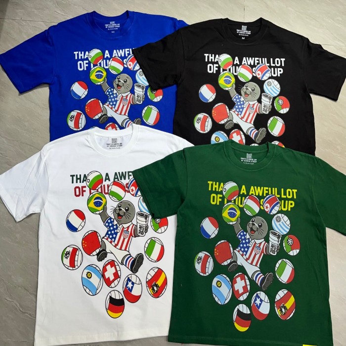 Cartoon Streetwear Front Cute Us Jersey Sea Lion Multinational Country Flag Football Ball Slogan Print T-Shirt 4 colors 29343108