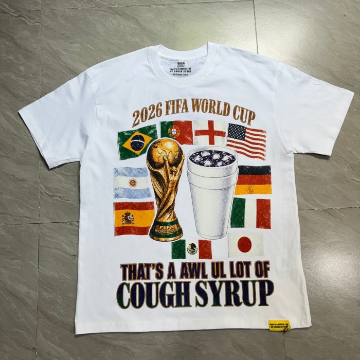 Vintage Washed Streetwear Front 2026 Fifa World Cup Trophy Multi National Flags Cup Slogan Distressed Print T-Shirt 29343100