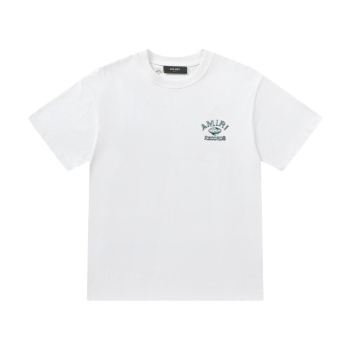 Vintage Streetwear Front Small Amiri Records Logo Print Back Globe Music Letter Graphic Oversized Tee 2 colors 29342427