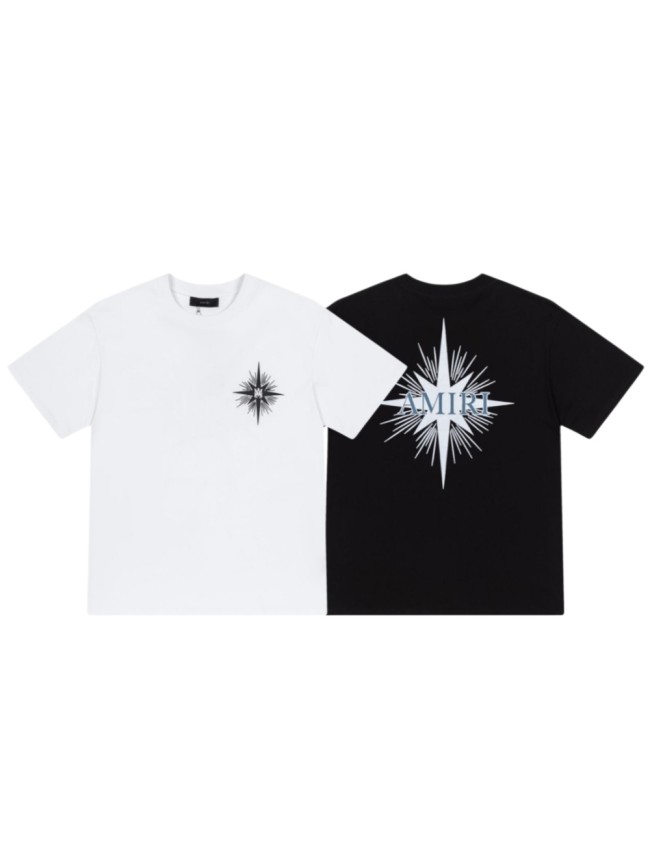 Streetwear Retro Front Tiny Burst Star Print Back Large Radiant Star Letter Graphic Oversized Tee 2 colors 29342403