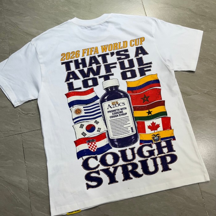 Vintage Washed Streetwear Front 2026 Fifa World Cup Trophy Multi National Flags Cup Slogan Distressed Print T-Shirt 29343100