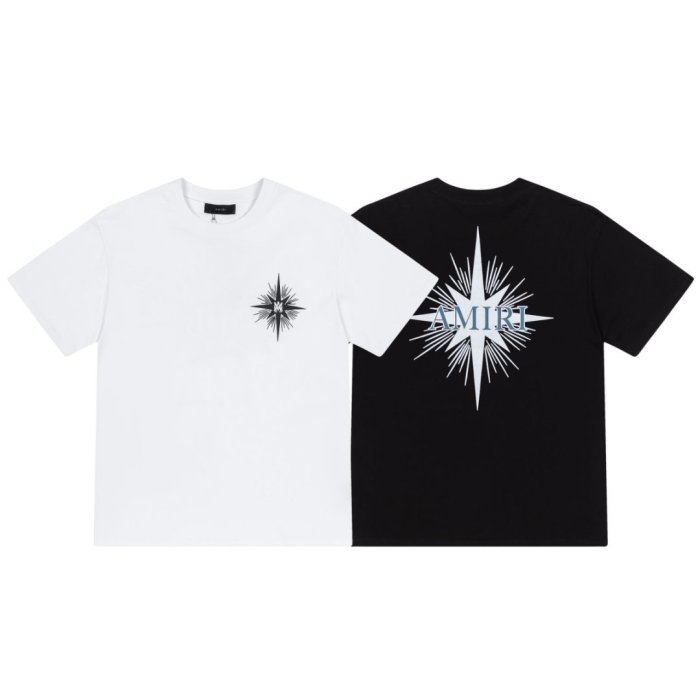 Streetwear Retro Front Tiny Burst Star Print Back Large Radiant Star Letter Graphic Oversized Tee 2 colors 29342403