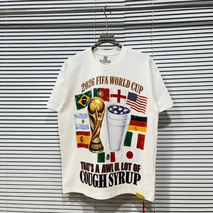 Vintage Washed Streetwear Front 2026 Fifa World Cup Trophy Multi National Flags Cup Slogan Distressed Print T-Shirt 29343100