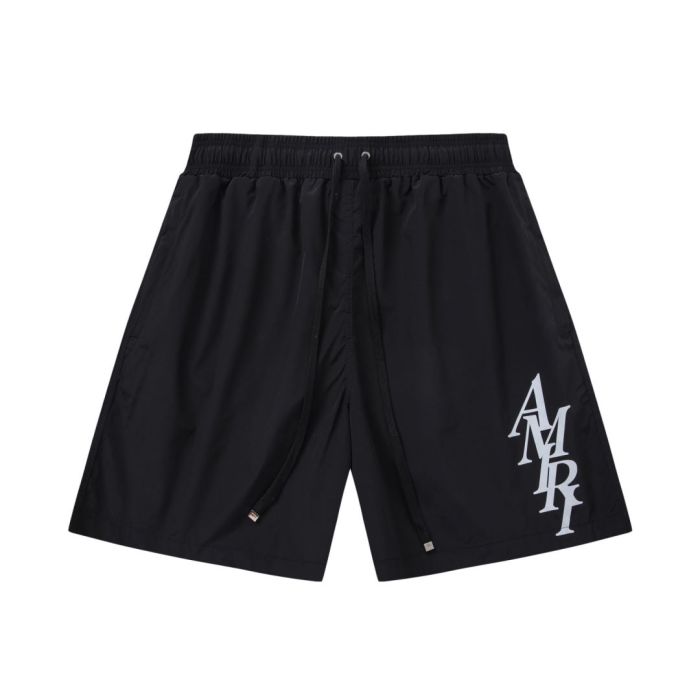 Minimal High Street Front Vertical Stacked Letter Side Print Loose Drawstring Quick Dry Swim Trunk Beach Shorts 2 colors 29342999