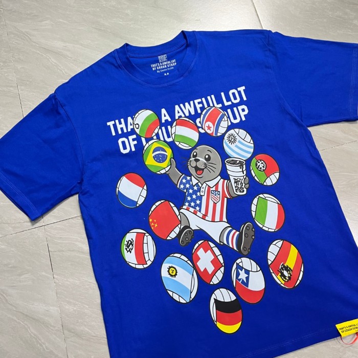 Cartoon Streetwear Front Cute Us Jersey Sea Lion Multinational Country Flag Football Ball Slogan Print T-Shirt 4 colors 29343108