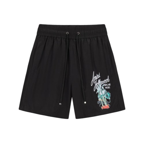 Hollywood Cafe Music Palm Panther Script Print Back Cargo Pocket Leather Label Loose Drawstring Swim Trunk Shorts 29342987