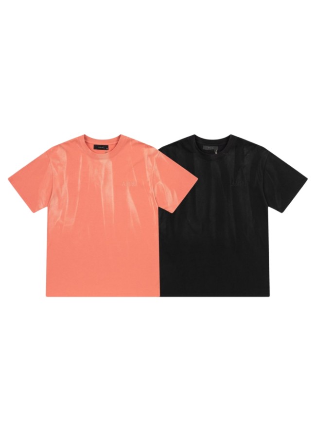 Retro Washed Streetwear Front Chest Hidden Monogram Print All Over Streaky Gradient Dye Baggy Casual Tee 2 colors 29342943
