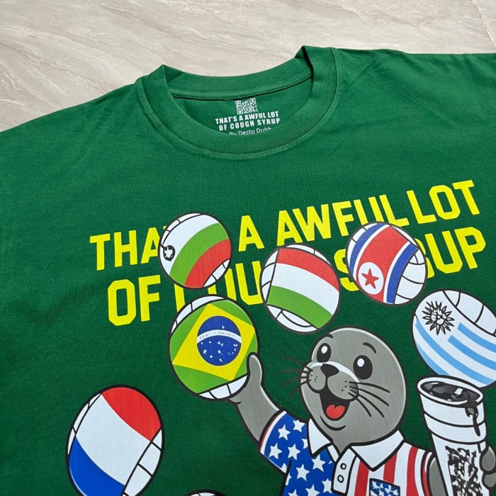 Cartoon Streetwear Front Cute Us Jersey Sea Lion Multinational Country Flag Football Ball Slogan Print T-Shirt 4 colors 29343108