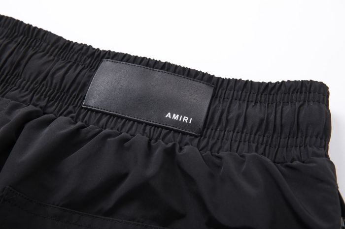 Iridescent Overlap AM Monogram Print Back Gradient Holographic RI Letter Cargo Pocket Leather Label Drawstring Swim Trunk Shorts 29343023