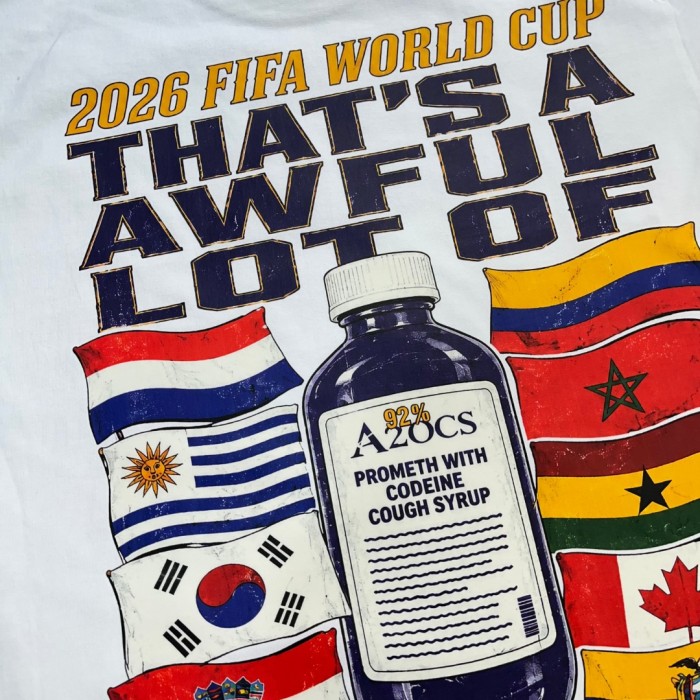 Vintage Washed Streetwear Front 2026 Fifa World Cup Trophy Multi National Flags Cup Slogan Distressed Print T-Shirt 29343100