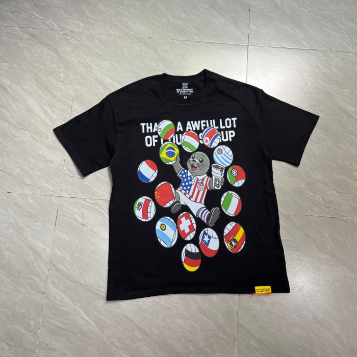 Cartoon Streetwear Front Cute Us Jersey Sea Lion Multinational Country Flag Football Ball Slogan Print T-Shirt 4 colors 29343108