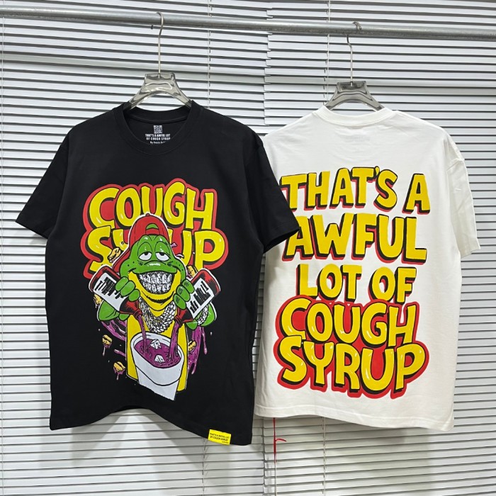 Retro Old School Streetwear Front Chill Frog Mascot Chain Necklace Syrup Drip Cartoon Illustration Print T-Shirt 3 colors 29344031