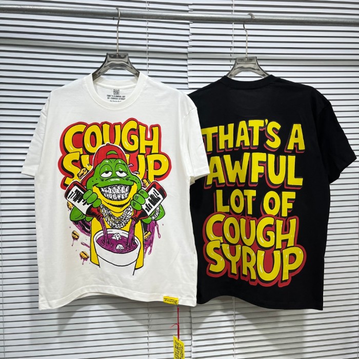 Retro Old School Streetwear Front Chill Frog Mascot Chain Necklace Syrup Drip Cartoon Illustration Print T-Shirt 3 colors 29344031