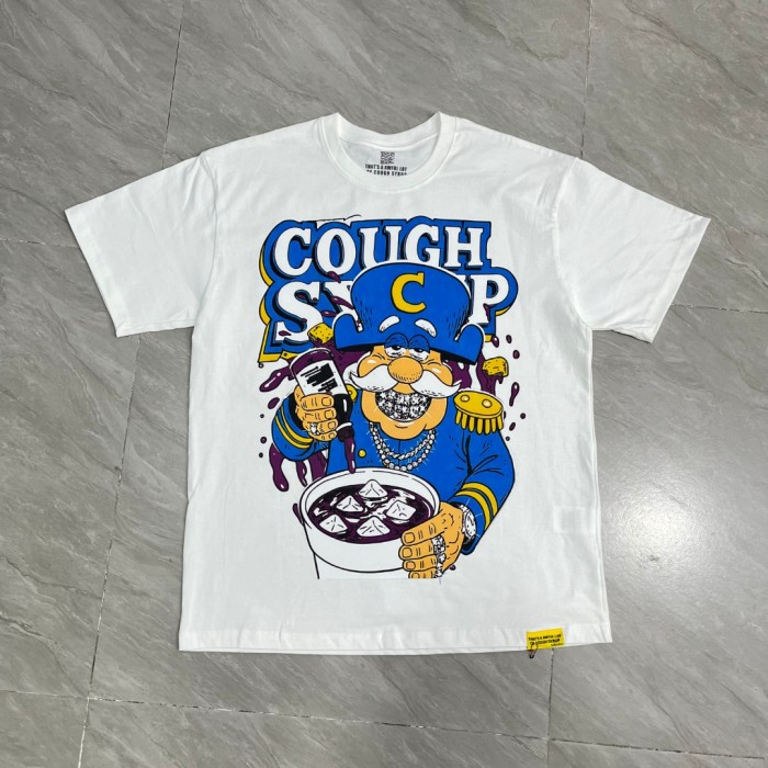 Cartoon Hip Hop Streetwear Front Captain Character Pouring Purple Syrup Bowl Bottle Chain 3D Outline Letter Graphic Oversized T-Shirt 2 colors 29344019