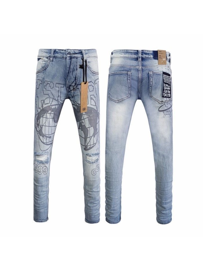 Earth Outline 1999 Print Washed Jeans 29344229