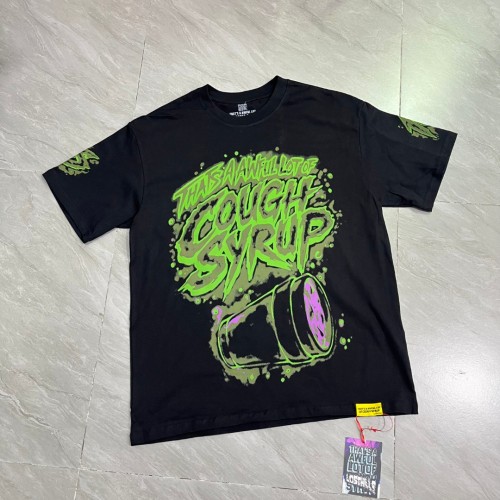 Dark Grunge Streetwear Front Splatter Paint Toxic Green Jagged Graffiti Letter Overturned Cup Purple Liquid Print Oversized T-Shirt 29343950