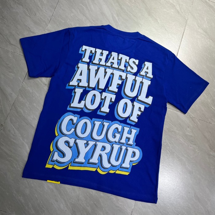 West Coast Casual Fashion Bright Royal Blue Captain Mascot Pour Syrup Graffiti Bubble Font Print T-Shirt 29344090