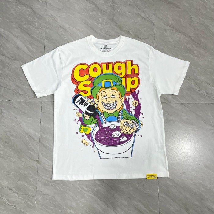 Retro Holiday Streetwear Front Green Leprechaun Diamond Grill Teeth Syrup Bottle Cup Drip Cartoon Art Print Oversized T-Shirt 2 colors 29344022